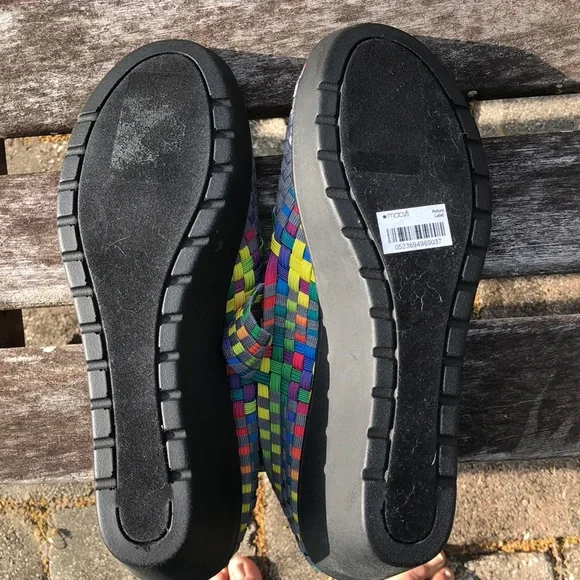 Brynn wedge sandals Steven Steve Madden size 10 slip on multicolor rainbow woven - Picture 6 of 7